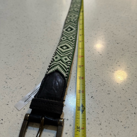 NWOT Free People Moving To Mars Cotton Leather Aztec Print Belt Green Size XS/S - Picture 10 of 12